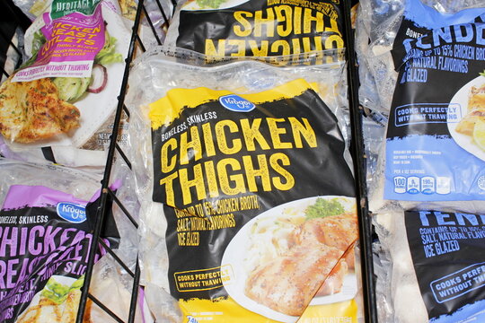 Kroger Chicken Thighs bag closeup shelf 