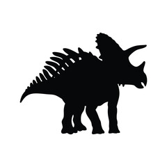 Triceratops dinosaur silhouette, Tyrannosaurus silhouette, T-Rex dinosaur vector illustration, dinosaurs and T-Rex reptiles vector © VectorEliteX