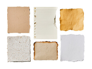 Fototapeta premium Set of rustic paper textures on transparent background