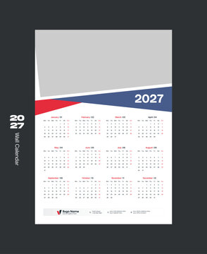 2027 One-Page Yearly Calendar Template | Printable 12 Month Wall Calendar Design