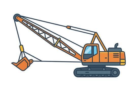 Dragline Excavator Vector Illustration