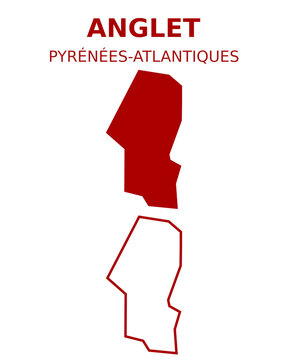 Vector map of administrative boundaries of Anglet, France