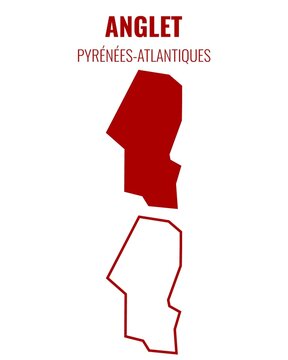 Vector map of administrative boundaries of Anglet, France