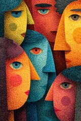 Obraz premium Multicultural, peaceful, and diverse unity celebration art with inclusive faces and equality symbols for Human Rights Day