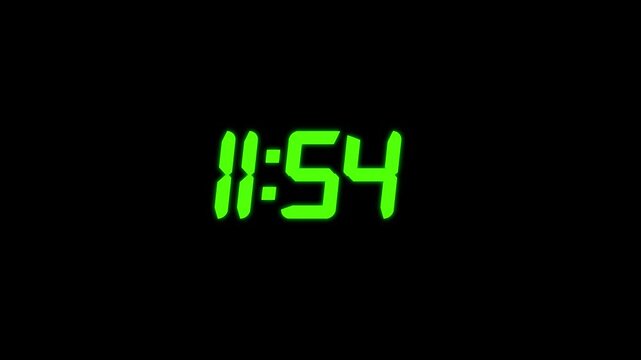 Countdown timer from 12 minute to 11 minute suitable for presentations, educational.Technology stopwatch Digital Countdown animation.