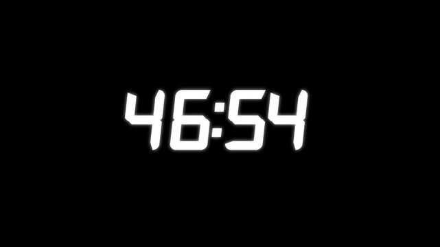 Countdown timer from 15 minute to 14 minute suitable for presentations, educational on transparent background.Technology stopwatch Digital Countdown.