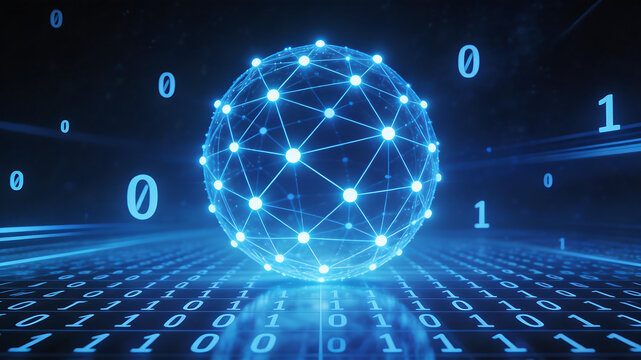 Digital sphere with binary code
