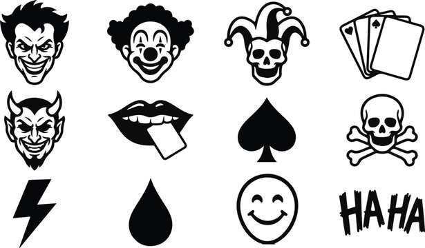 Spooky halloween icons and symbols for party decorations and invitations