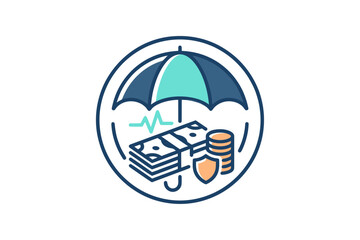 Fototapeta premium Money Insurance and Protection Flat Vector Icon