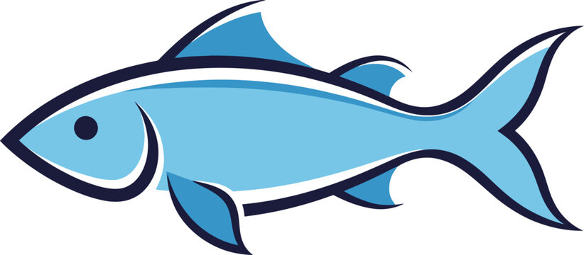 A blue fish swims in the ocean with fins and tail