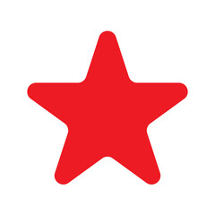 Star symbol depicted in a bold red color stands as a classic graphic icon for ratings and achievement. © Usama