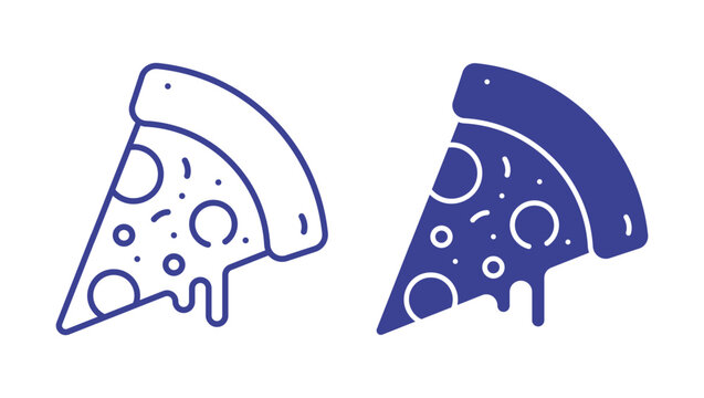 Pizza Slice Icon Set Vector Illustration in Outline and Glyph Style Delicious Fast Food Symbol for Restaurant Menu Delivery App Italian Cuisine and Snack Design