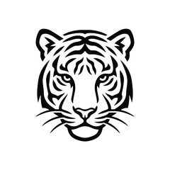 Fototapeta premium A bold black and white illustration of a wild tiger head