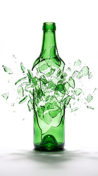 green glass bottle shattering