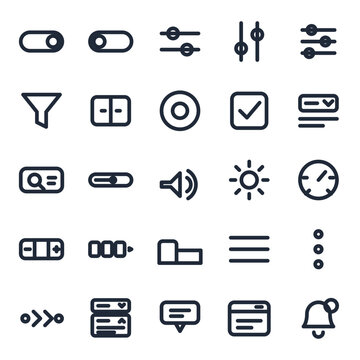 Ui control icon set, 25 line icons collection vol 1