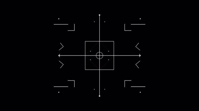 Futuristic HUD digital interface targeting elements with geometric shapes.