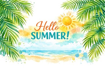 Obraz premium Vibrant tropical summer greeting