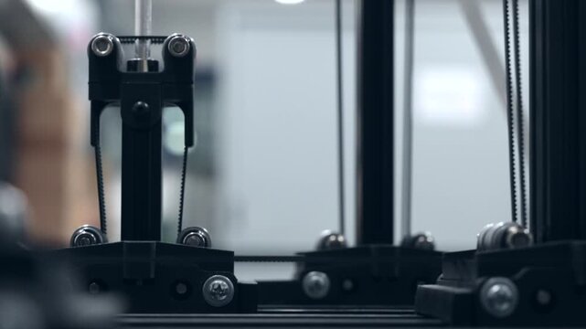 asse automatizzato di un macchinario in movimento in un ambiente industriale 