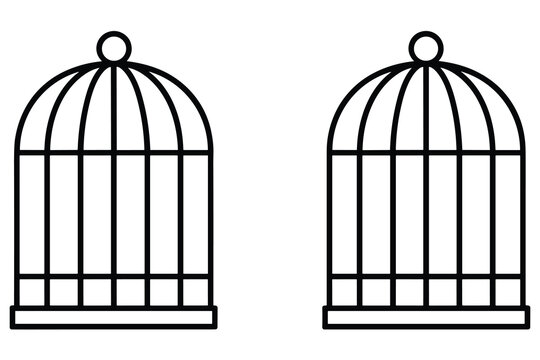 Two Simple Black Outline Bird Cages birdcage enclosure