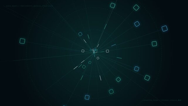 Abstract Digital Data Matrix Flow and Tech Telemetry HUD