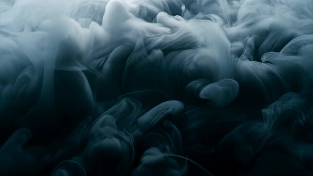 Smoke Simulation Swirling with Liquid Ink, Creating Fluid Abstract Waves and Soft Gradients in Slow Motion