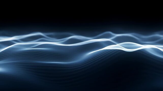 Waves of White Smoke Flowing in Slow Motion Against a Dark Background Featuring White Smoke, Slow Motion, Flowing Smoke with Dark Background