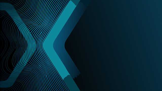 Abstract teal wave pattern with geometric shapes a dark blue background and a modern aesthetic aqua azure