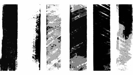 Naklejka premium Distressed vertical black and white brushstroke patterns on a white background abstract textured design brush strokes distressed texture