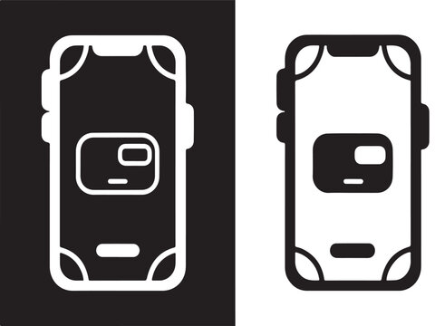 Smartphone camera lens protector icons in white and black on contrasting backgrounds for app design  mobile phone accessories and screen savers
