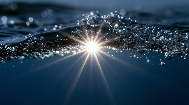 Sonnenlicht bricht sich glitzernd auf dunkler Wasseroberfl&auml;che