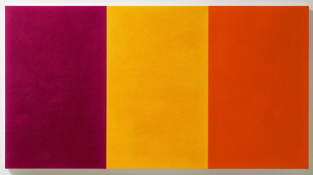 Abstraktes Gem&auml;lde mit drei vertikalen Farbfeldern in Magenta Gelb und Orange