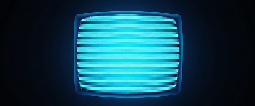 Close up of vintage television screen showing blue static.