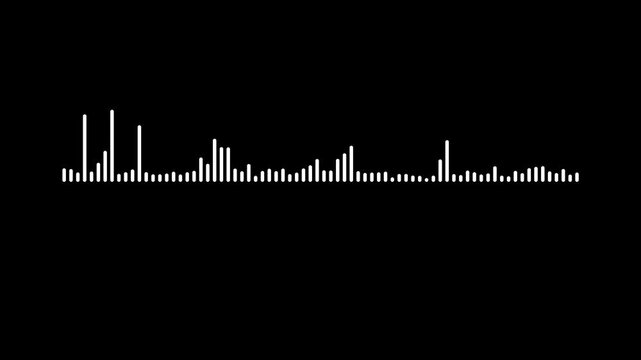 audio spectrum animation, A graphic loop of rhythmic audio sound waves in the background.waveform equalizer and visualization of audio wave 4K Simple audio spectrum on black background.
