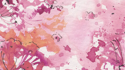 Mauve pink watercolor flowers background © Fatima Seehagen