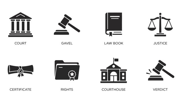 Law and Justice Solid Glyph Icons Set