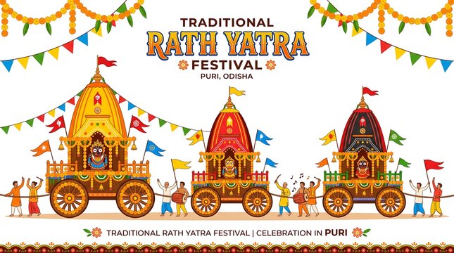Traditional rath yatra festival celebration in puri odisha