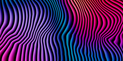 Fototapeta premium Deep purple and blue abstract waves in dark gradient minimalist style