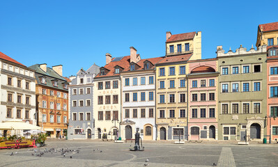 Fototapeta premium Old buildings in Warsaw Old Town, Poland.