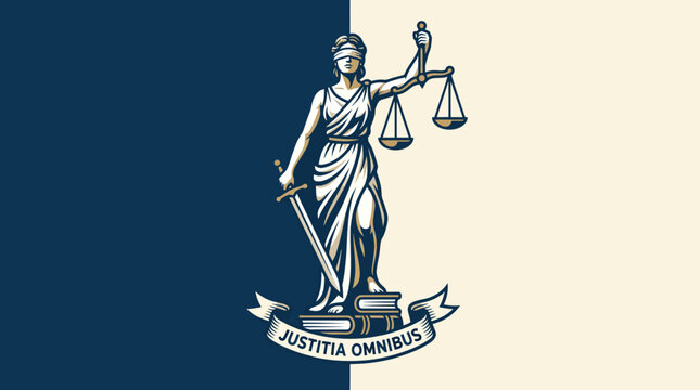 A symbolic depiction of Lady Justice holding scales and a sword, representing the balance of justice and the importance of fairness in legal systems and society.
