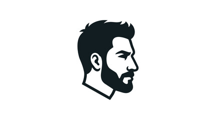 Modern Man Silhouette Profile Portrait, Bearded Man Icon © Farid