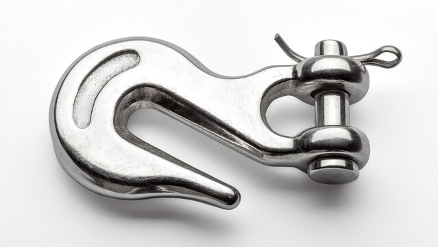 Stainless steel 304 clevis grab hook with threaded pin and cotter pin. Ideal for lifting, rigging, marine, and agricultural applications.