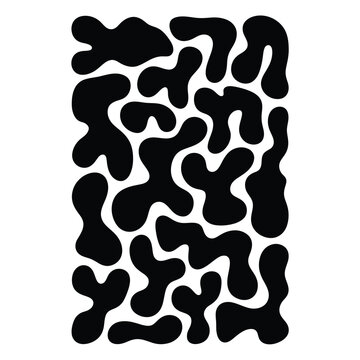 Abstract organic shapes black silhouette pattern on a white background