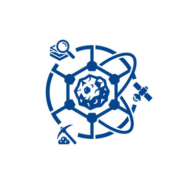 A blue icon representing space mining and planetary research study
