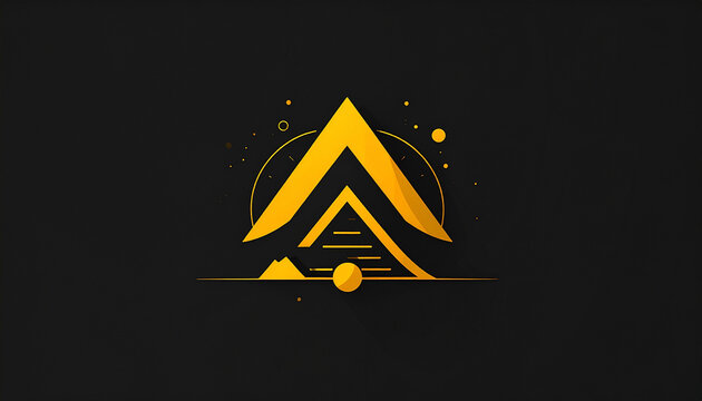 Yellow abstract mountain logo black background