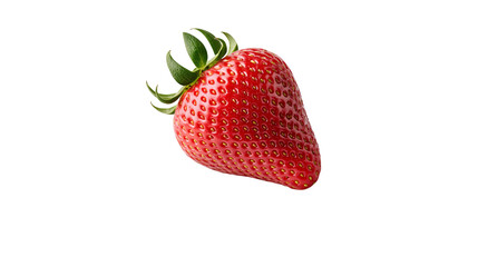 Ripe red strawberry with green leaves, isolated on transparent background © Marta