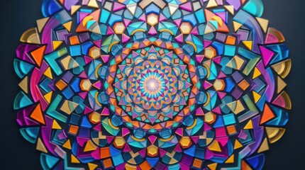 Obraz premium Abstract colorful radial pattern with vibrant geometric shapes for artistic background design, sophisticated decorative texture