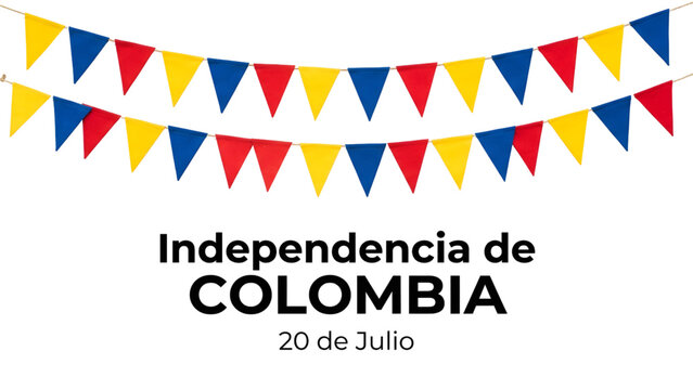 Colombian Independence Day Celebration with Yellow Blue and Red Flags