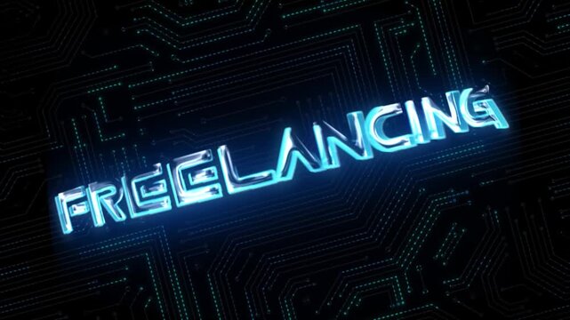 Freelancing Glossy 3D Technological Title With Circuit Background