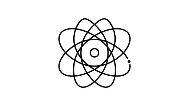 Minimalist outline icon representing a scientific atomic structure symbol.