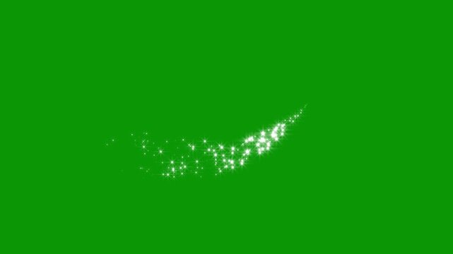 Magic glitter sparkle circling trail, glowing doodle stars white twinkling stars, Animation blink twinkle star particle graphic movement appear on green screen flash bright background.4k video
